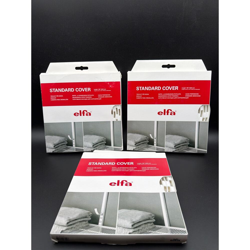NIB Elfa Standard Shelf Covers 166” / 4224 mm Lot of 3 Track Covers all NEW